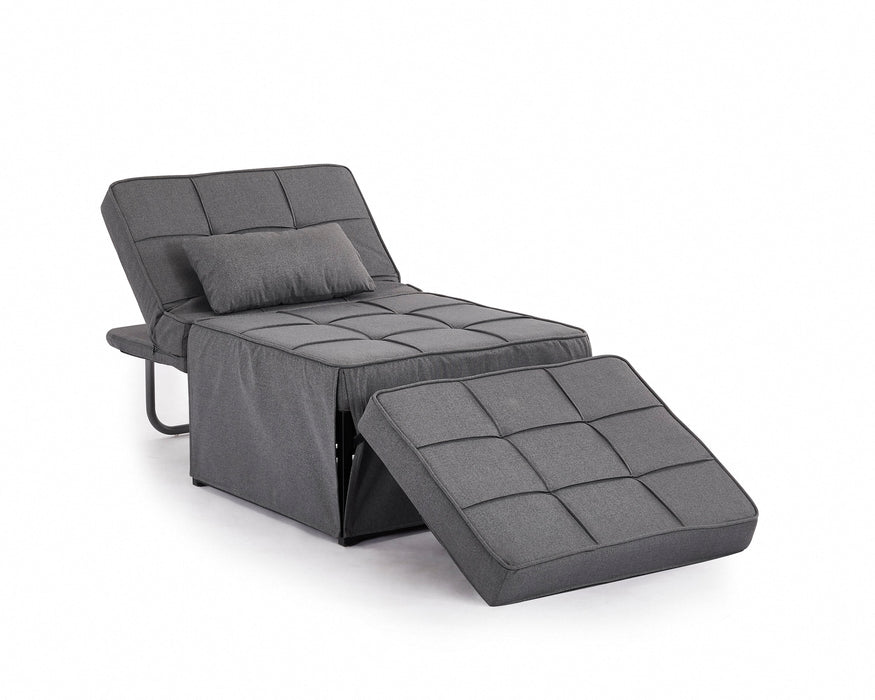 Oscar Single Chair Fabric Sofa Bed Ottoman, Grey Fabric