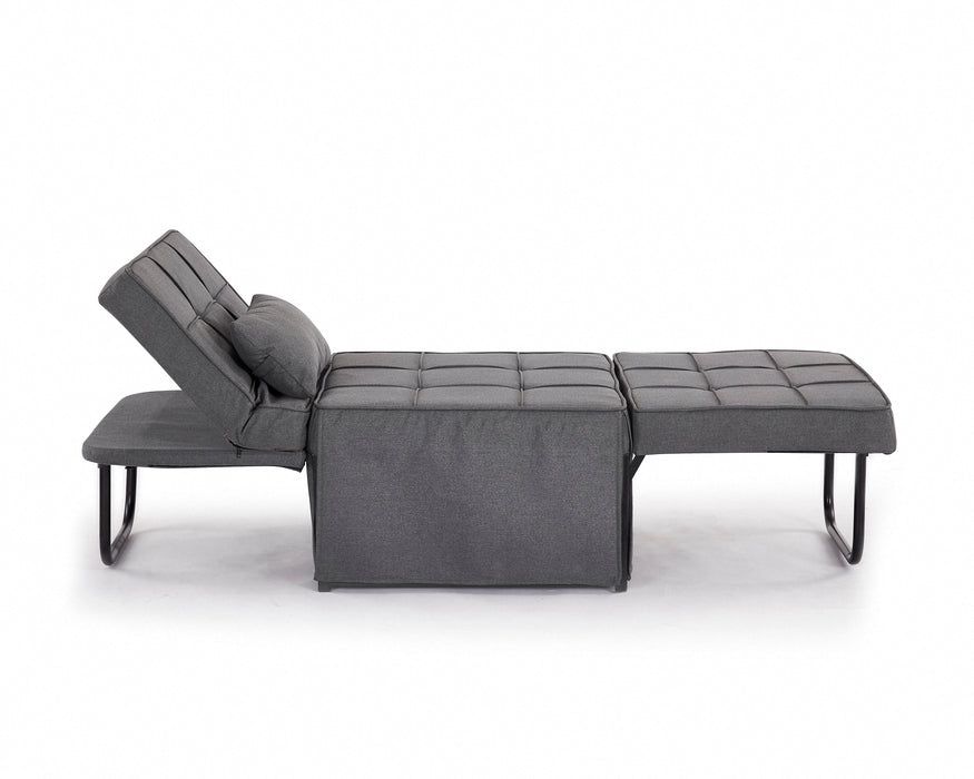 Oscar Single Chair Fabric Sofa Bed Ottoman, Grey Fabric