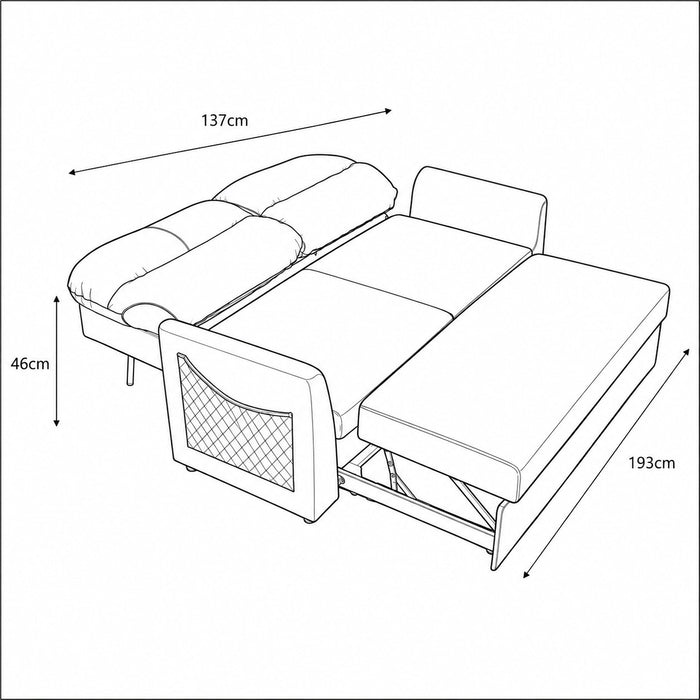 Dennis Fabric Pull-Out Sofa Bed With Storage Pocket, Duo Contrast Fabric, Grey Air Leather Fabric