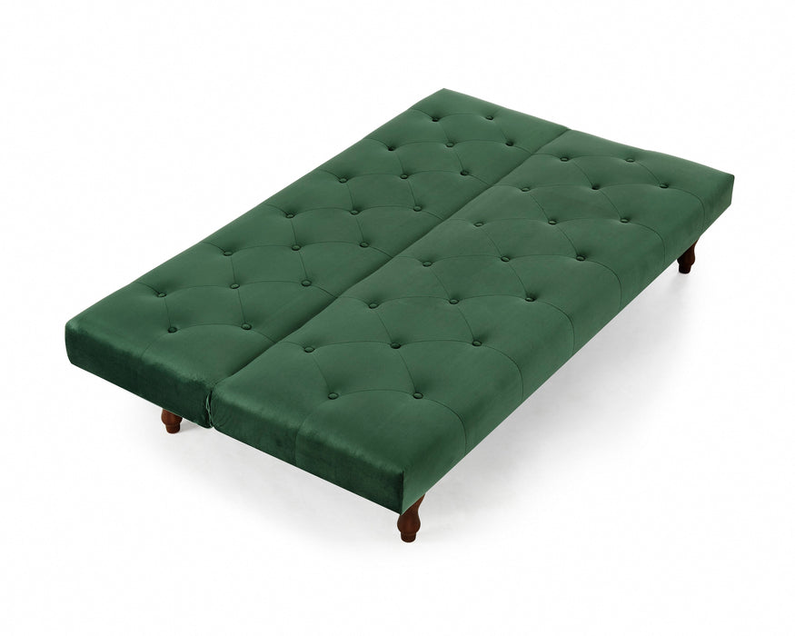 Newell 3 Seater Green Velvet Fabric Clic Clac Button Back Tufted Sofabed