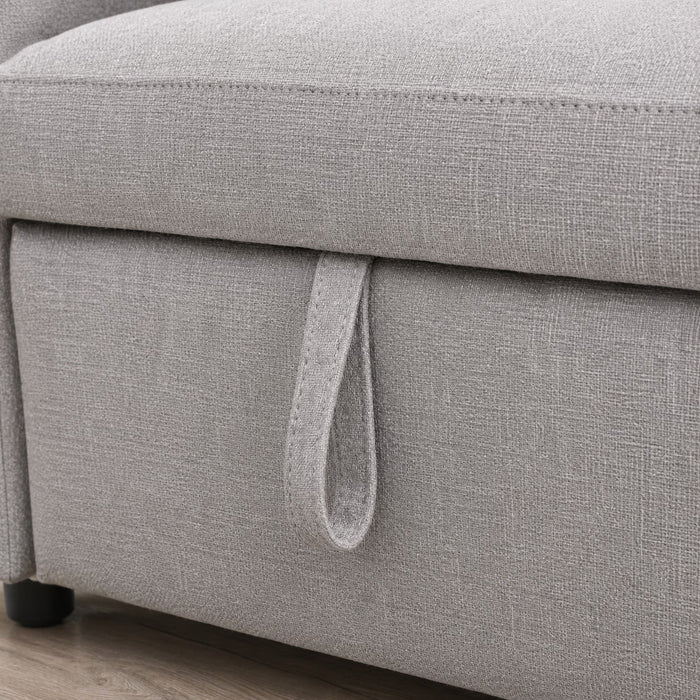 Devon Velvet Pull-Out Sofa Bed, Grey Linen
