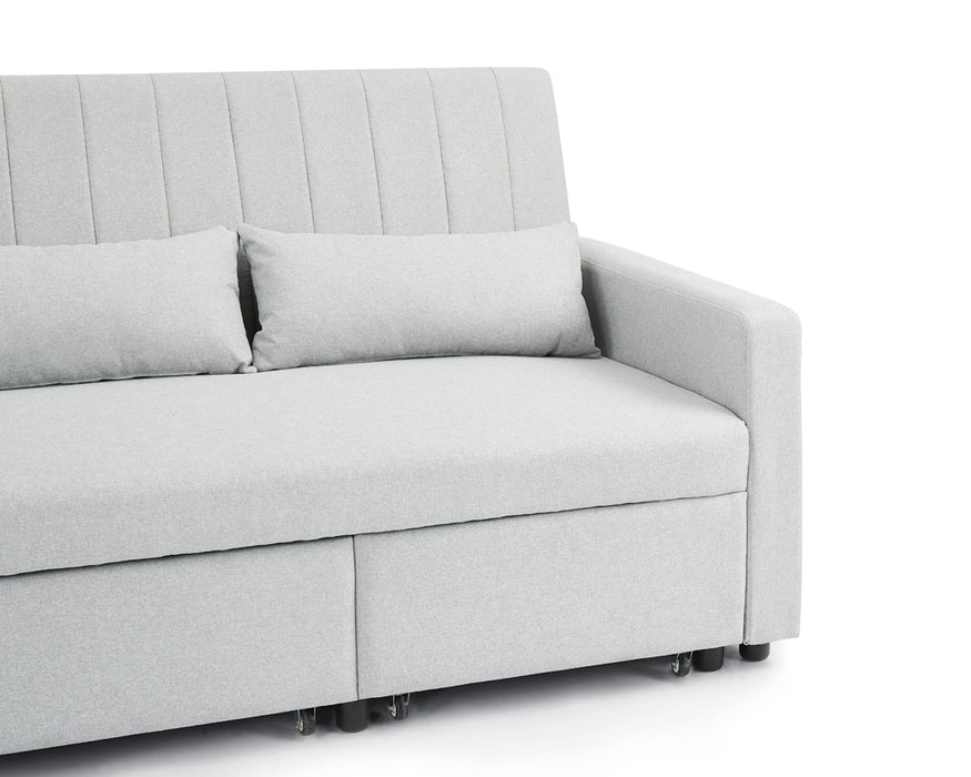 Devon Velvet Pull-Out Sofa Bed, Grey Linen