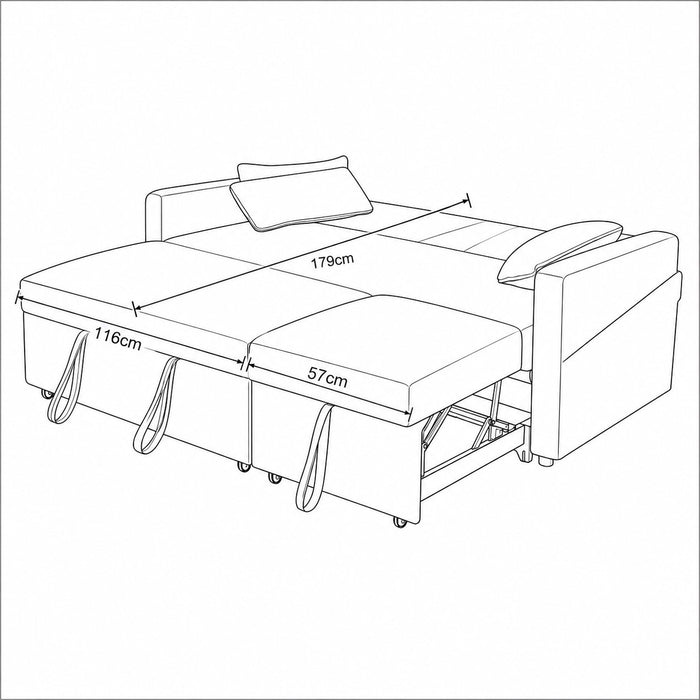 Devon Velvet Pull-Out Sofa Bed, Grey Velvet
