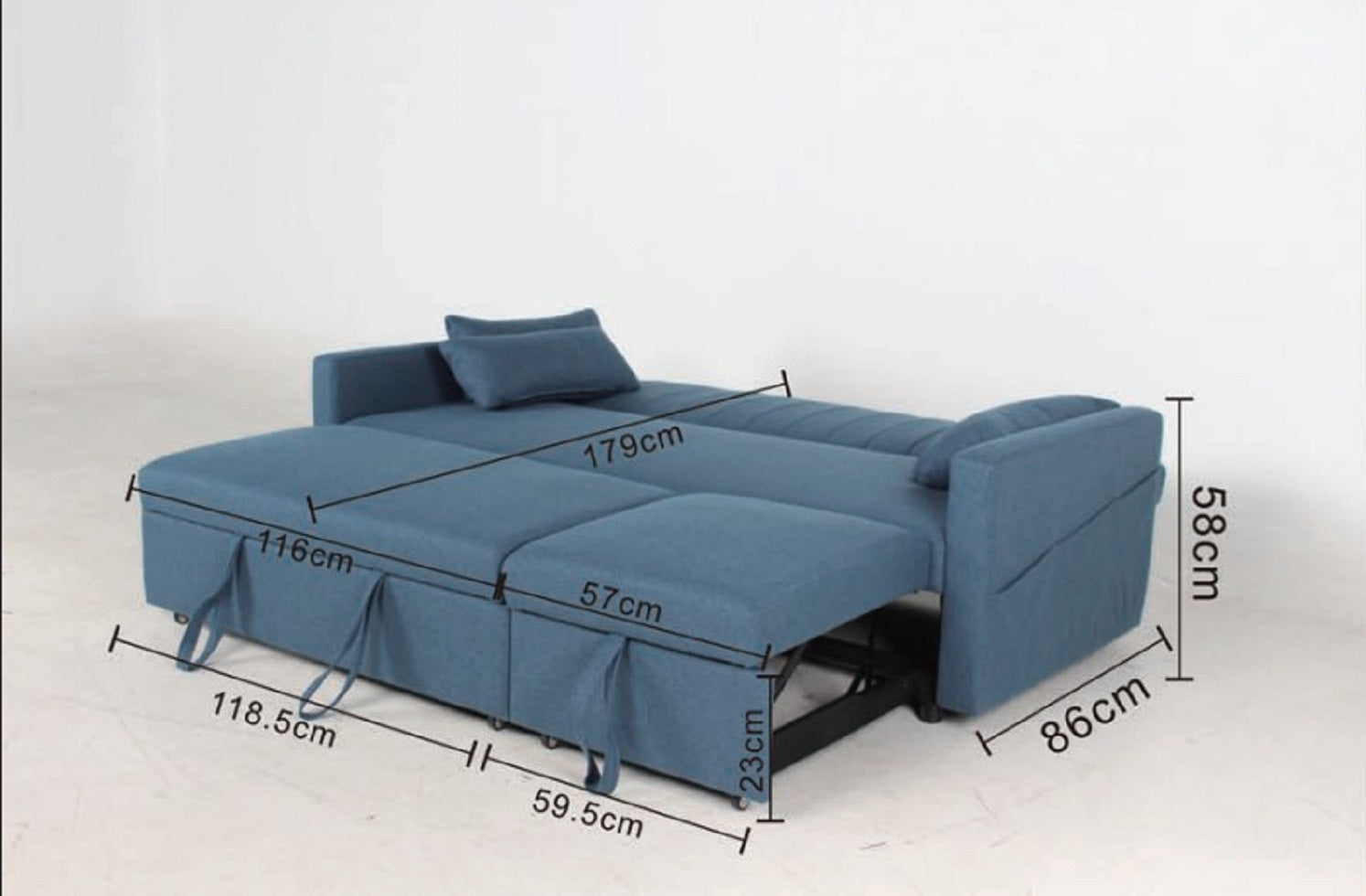Devon 3Seater Sofa Bed Blue Velvet Home Detail
