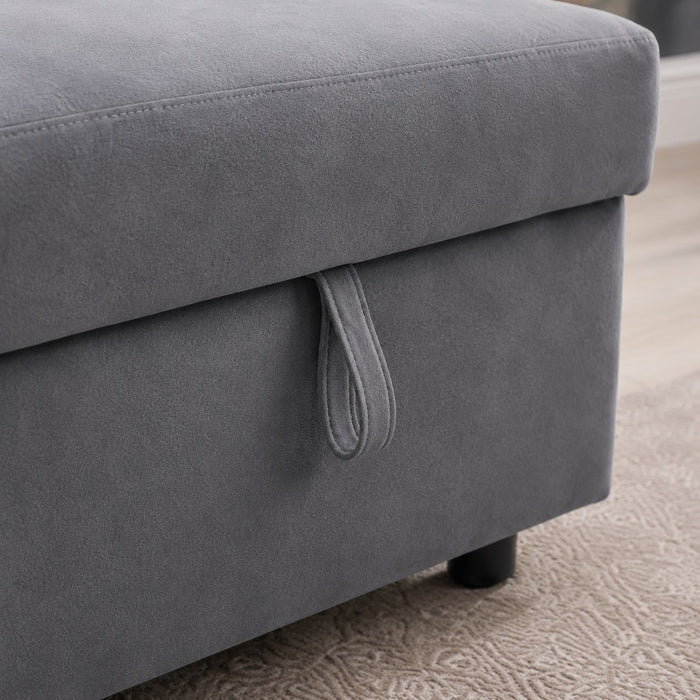Devon Velvet Pull-Out Sofa Bed, Grey Velvet