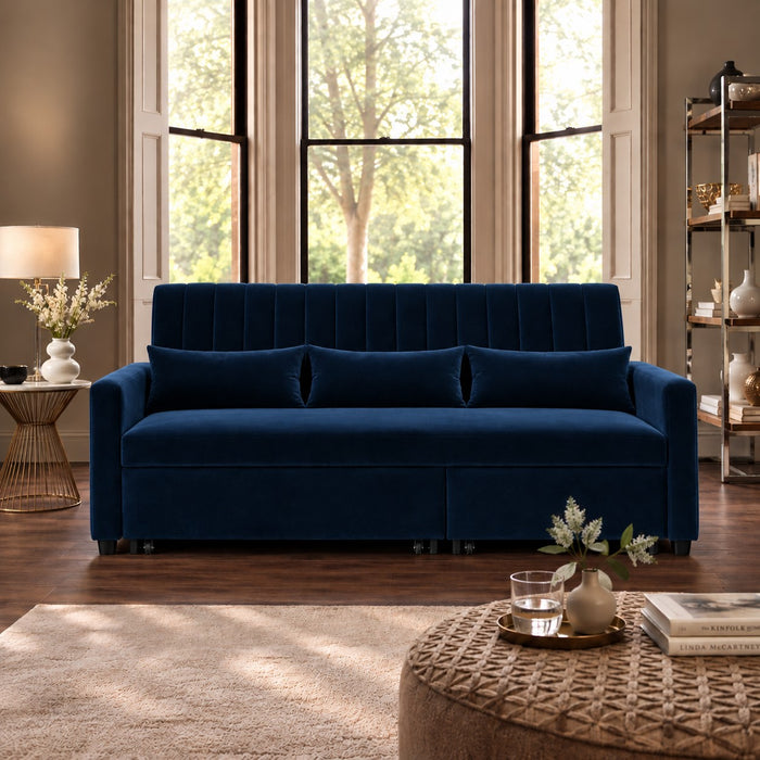 Seaton Pull-Out Sofa Bed, blue