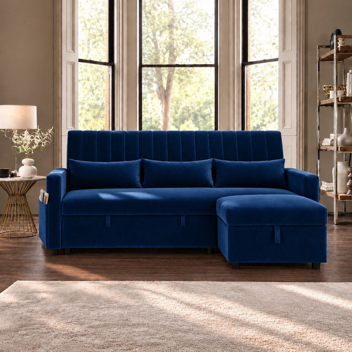 Seaton Pull-Out Sofa Bed, Blue