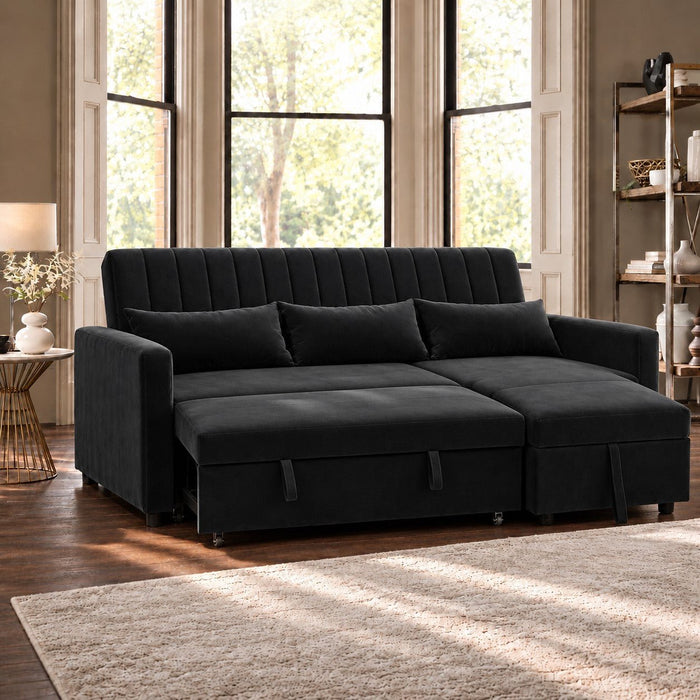 Seaton Pull-Out Sofa Bed, Black