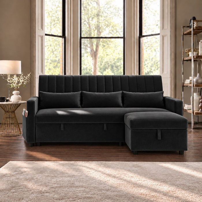 Seaton Pull-Out Sofa Bed, Black