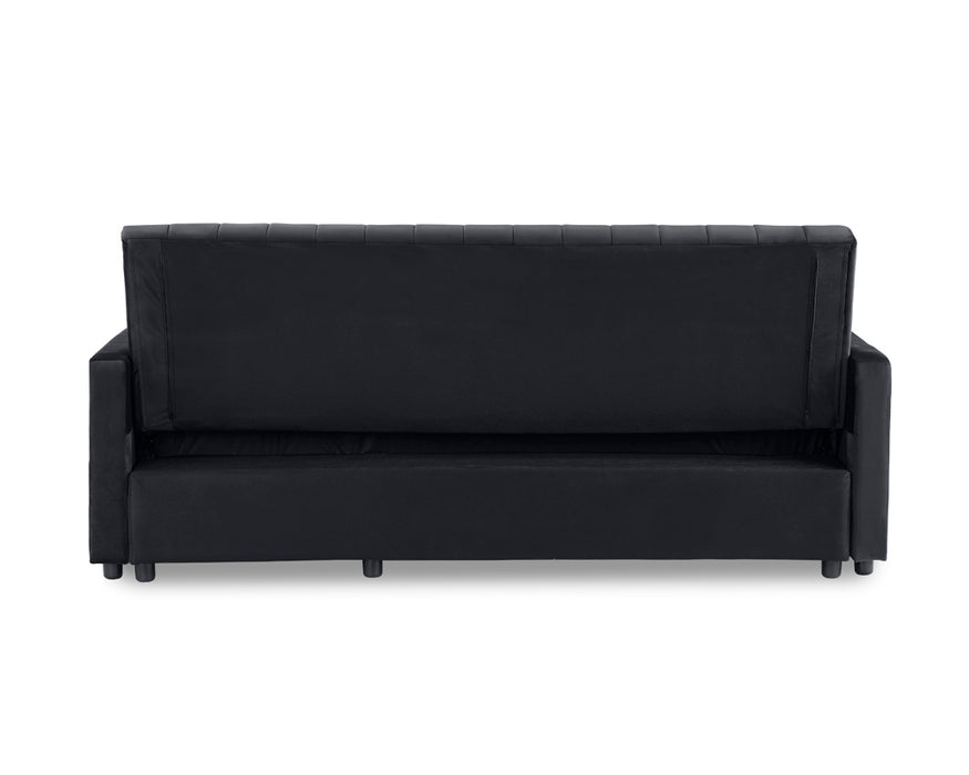 Devon Velvet Pull-Out Sofa Bed, Black Velvet