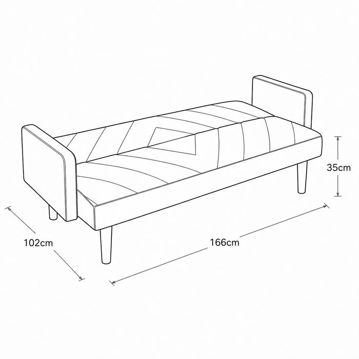 Ryan Fabric Sofa Bed Chevron Design With Wooden Leg, Blue Fabric
