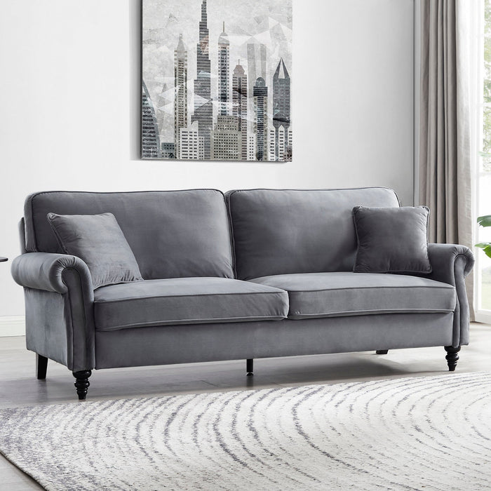 Regan Velvet Sofa Bed With Wooden Leg, Dark Grey Velvet