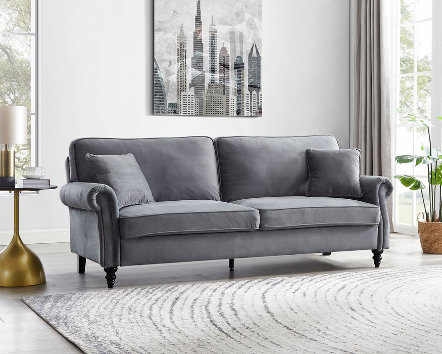 Regan Velvet Sofa Bed With Wooden Leg, Dark Grey Velvet