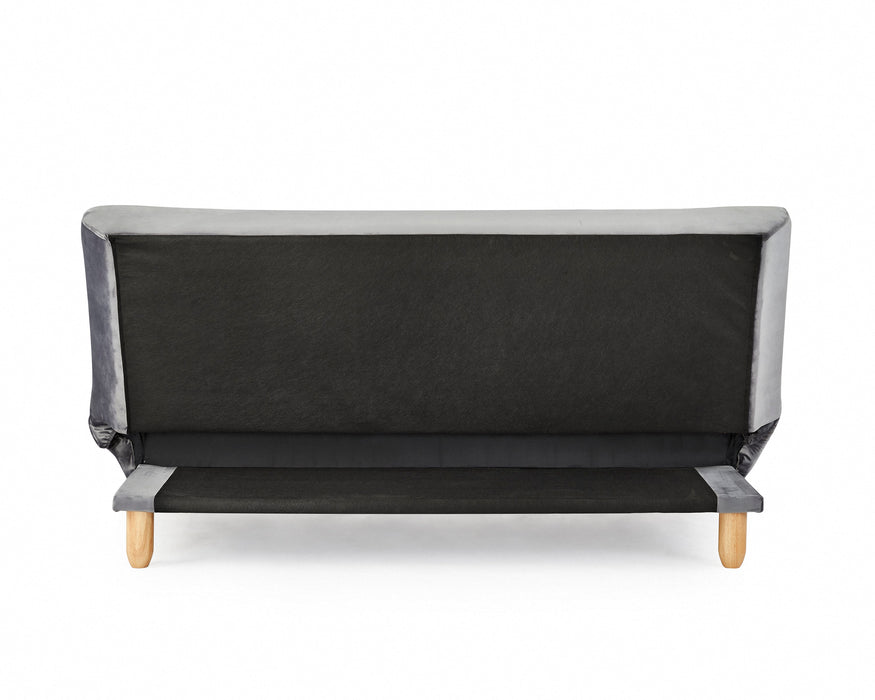 Macey Velvet Sofa Bed With Wooden Legs, Grey Velvet