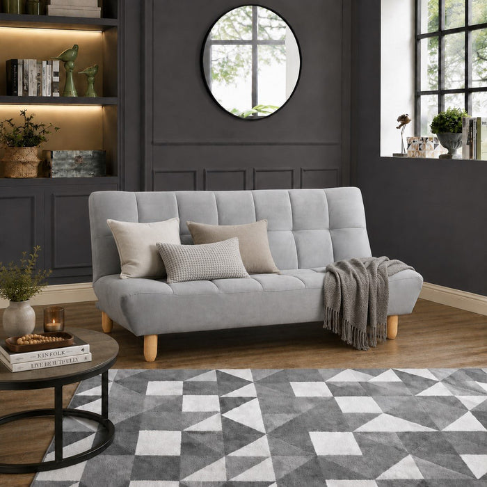 Macey Velvet Sofa Bed With Wooden Legs, Grey Velvet