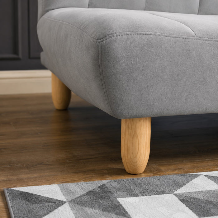 Macey Velvet Sofa Bed With Wooden Legs, Grey Velvet