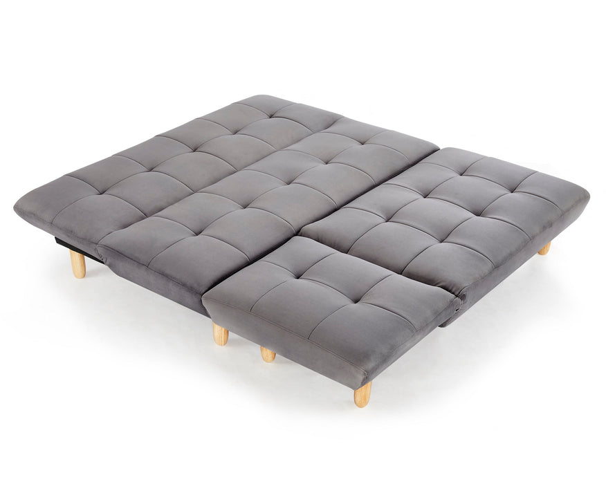 Morgan Velvet Sofa Bed With Chaise, Grey Velvet