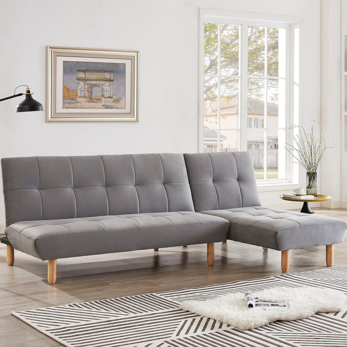 Morgan Velvet Sofa Bed With Chaise, Grey Velvet