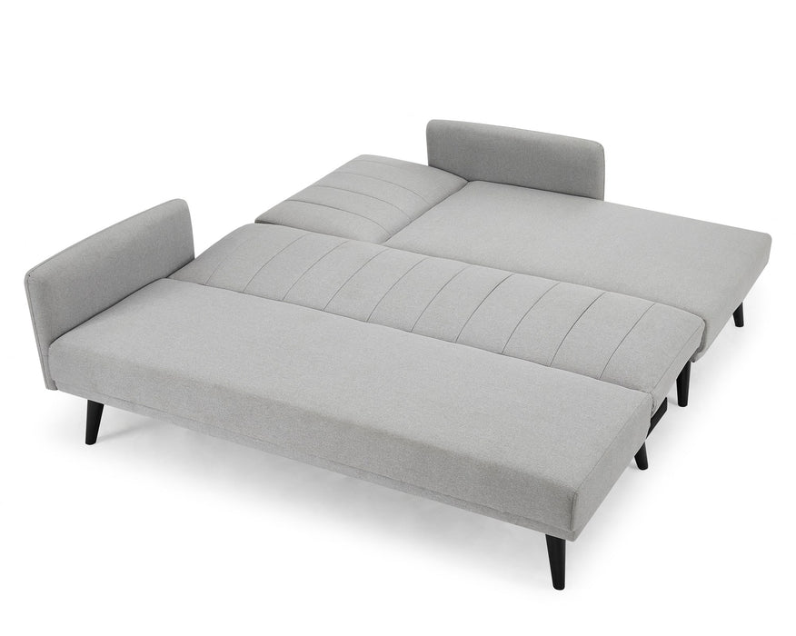 Clinton Light Grey Fabric L Shape Sofa Bed