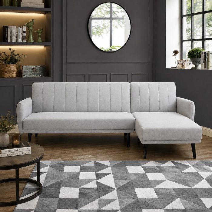 Clinton Fabric Sofa Bed With Chaise, Light Grey Fabric