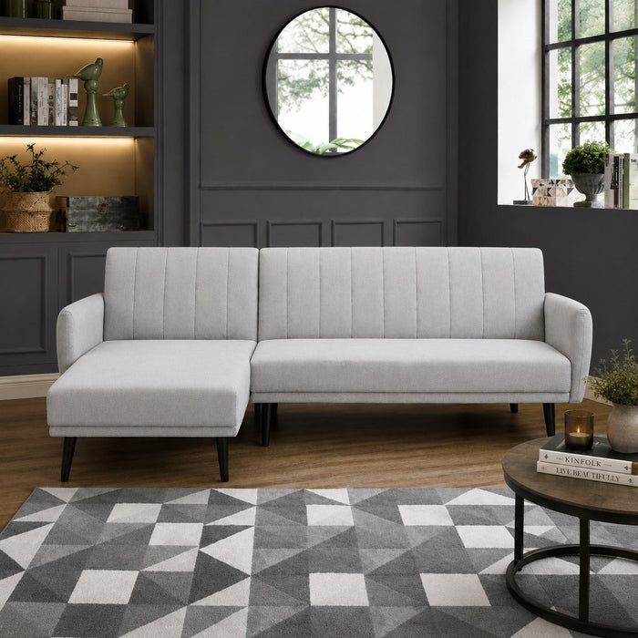 Clinton Fabric Sofa Bed With Chaise, Light Grey Fabric