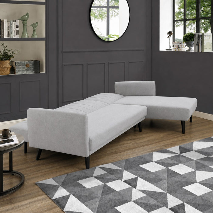 Clinton Fabric Sofa Bed With Chaise, Light Grey Fabric