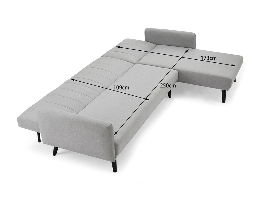 Clinton Fabric Sofa Bed With Chaise, Light Grey Fabric