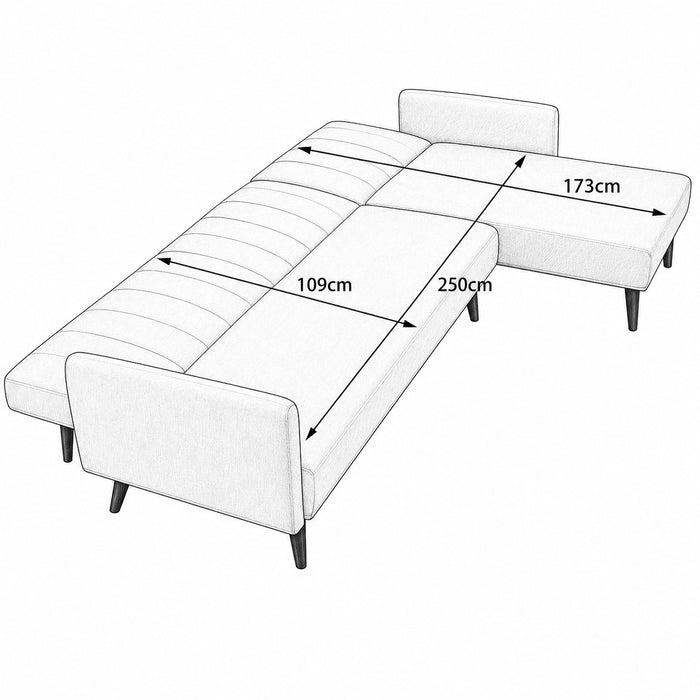 Clinton Fabric Sofa Bed With Chaise, Light Grey Fabric