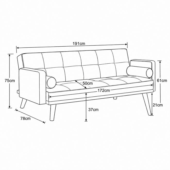 Sarnia Fabric Sofa Bed With Matching Bolster Cushions, Charcoal Linen Fabric