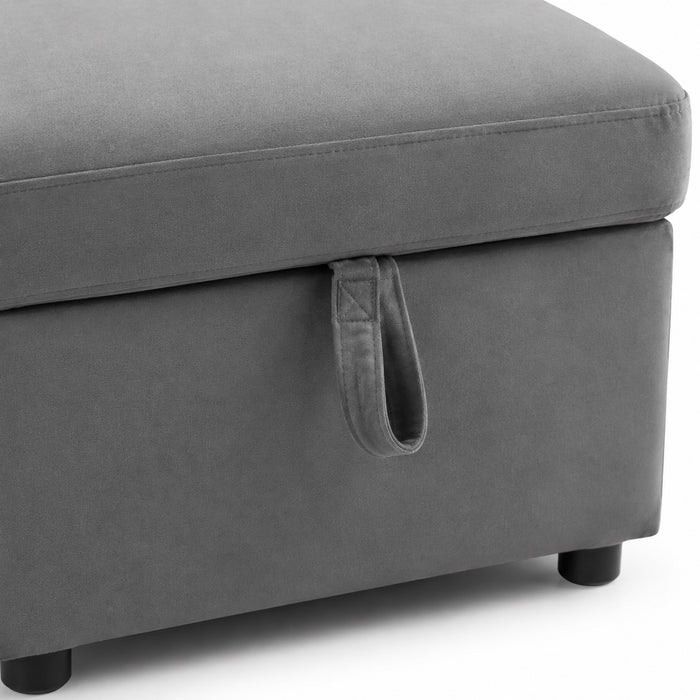 Dorset Fabric Pull-Out sofa Bed Reversible Chaise with Storage, Grey Velvet