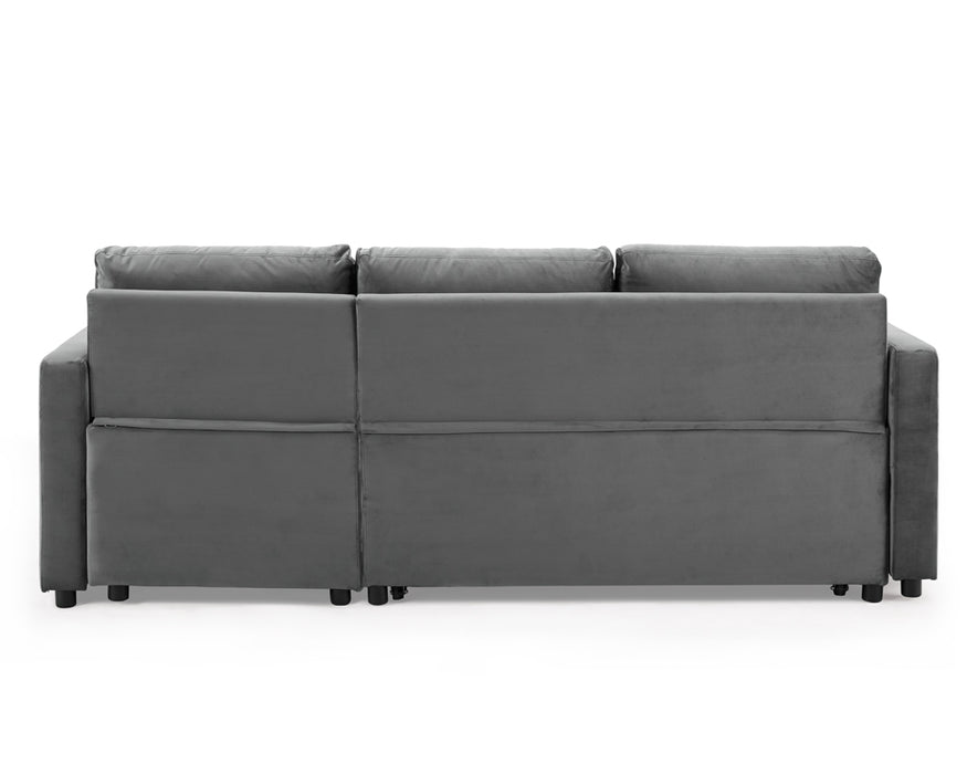 Dorset 3 Seater Pull-Out Reversible Chaise Storage Sofa Bed, Grey Velvet