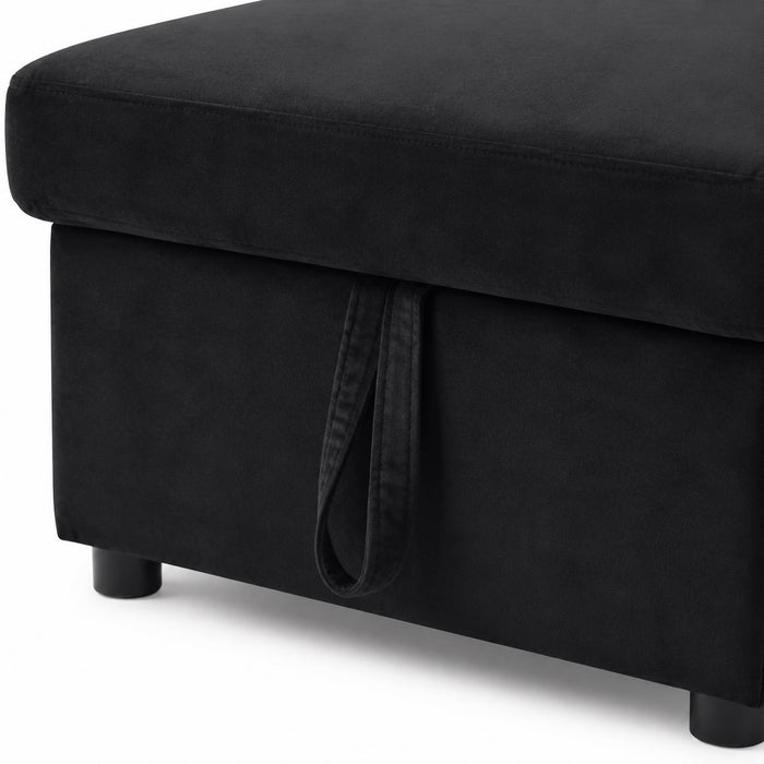 Dorset Fabric Pull-Out sofa Bed Reversible Chaise with Storage, Black Velvet