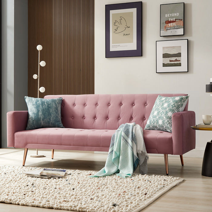 Windsor Velvet Sofa Bed With Rose Gold Legs, Pink Velvet