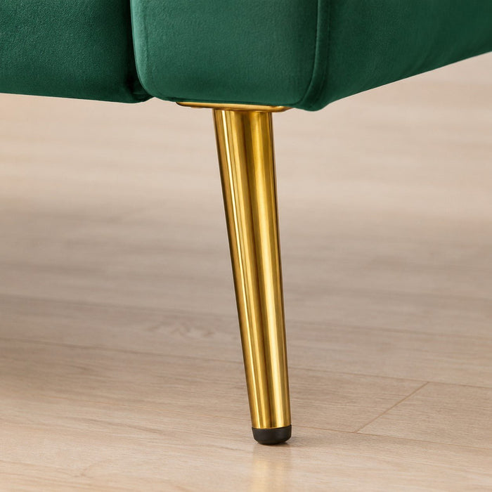 Windsor Velvet Sofa Bed With Gold Legs, Green Velvet