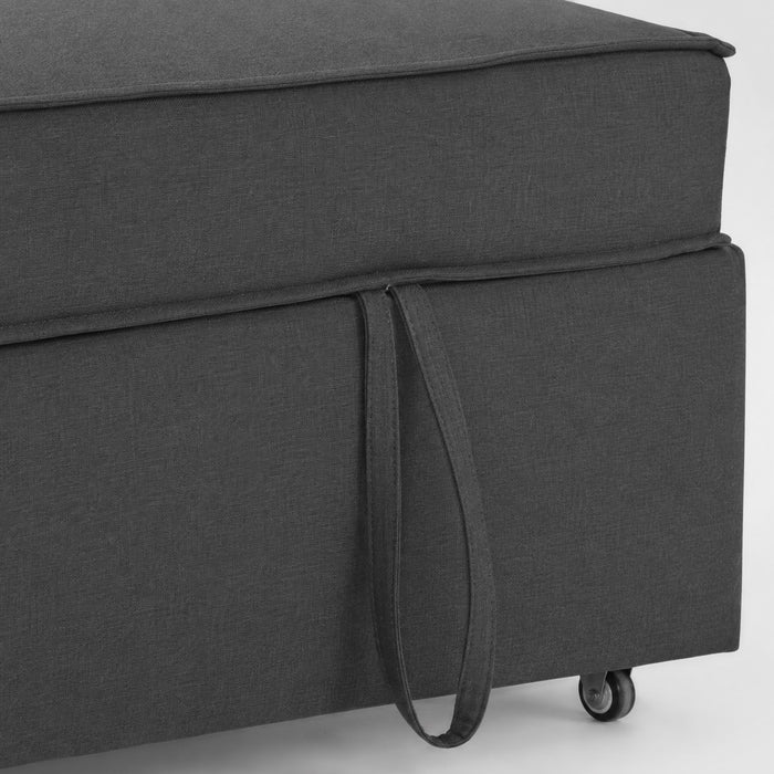 Hugo Fabric Pull-Sofa Bed, Dark Grey Linen