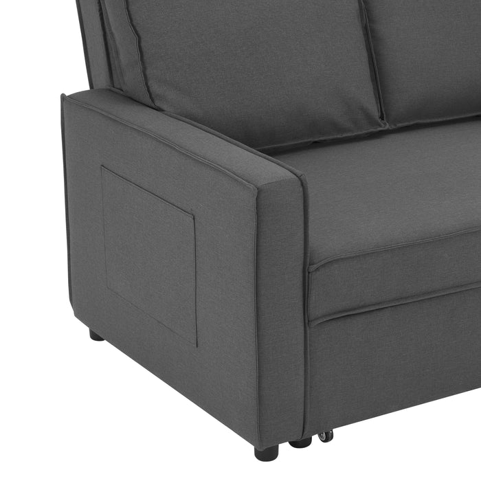 Hugo Fabric Pull-Sofa Bed, Dark Grey Linen