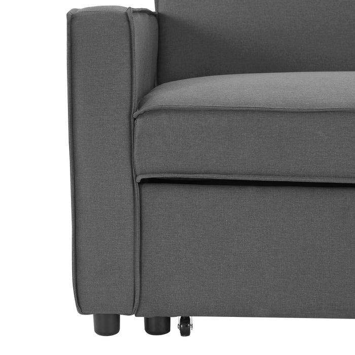 Hugo 2 Seater Sofa Bed Pull Out Linen Fabric, Dark Grey