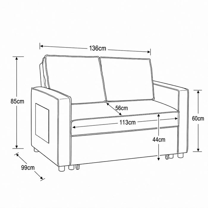 Hugo Fabric Pull-Sofa Bed, Dark Grey Linen