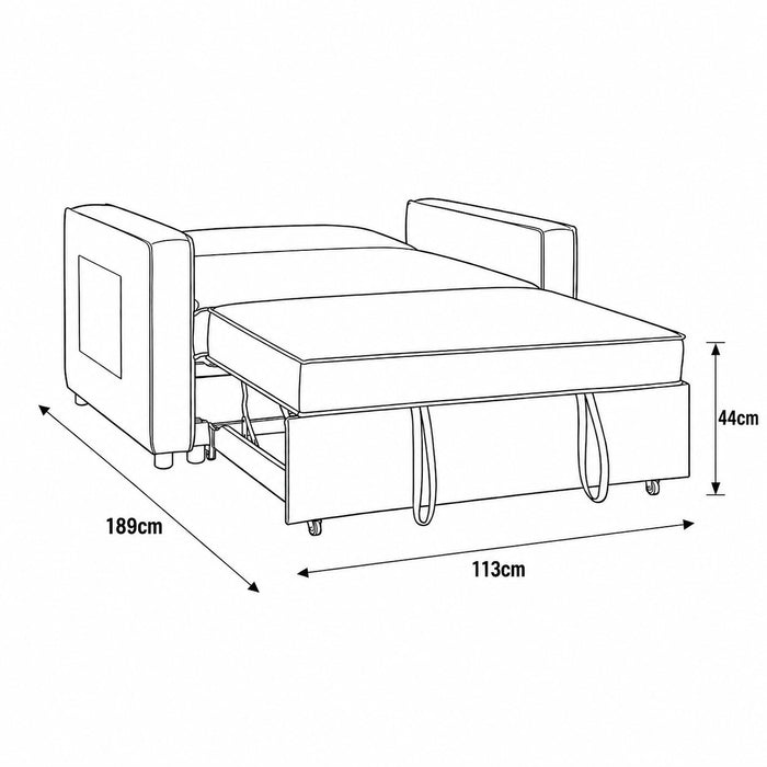 Hugo Fabric Pull-Sofa Bed, Dark Grey Linen