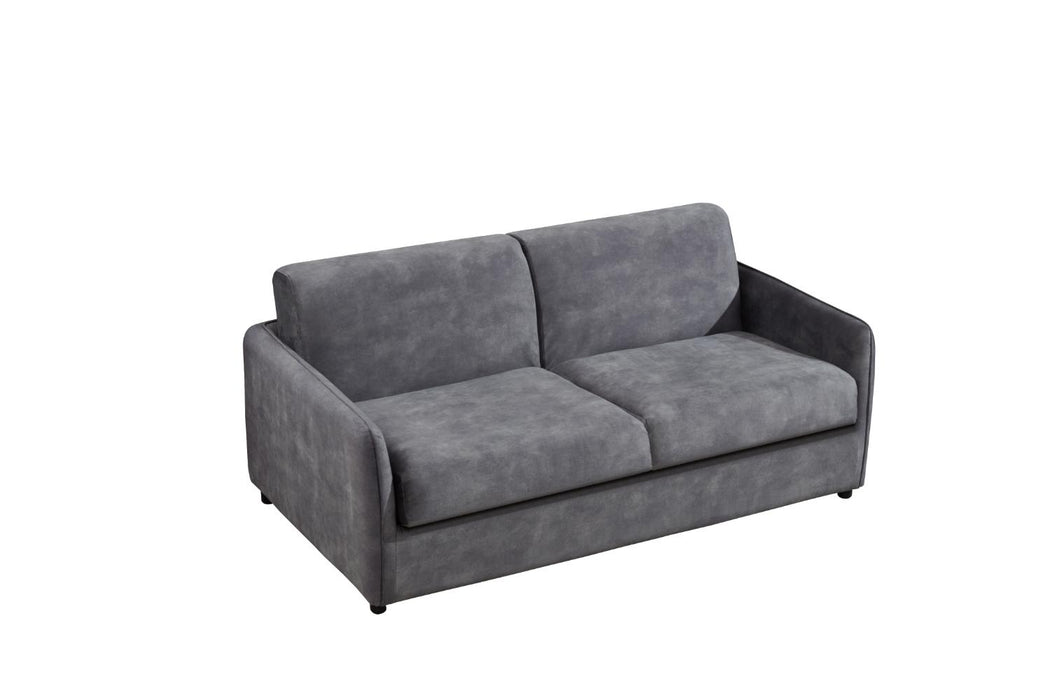 Eton Velour Fabric Pull Out Sofa Bed With Mattress, Grey Velour