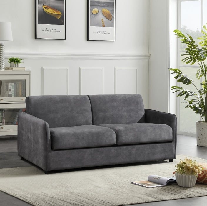 Eton Velour Fabric Pull Out Sofa Bed With Mattress, Grey Velour