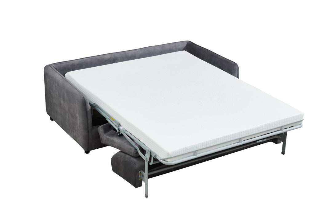 Eton Velour Fabric Pull Out Sofa Bed With Mattress, Grey Velour