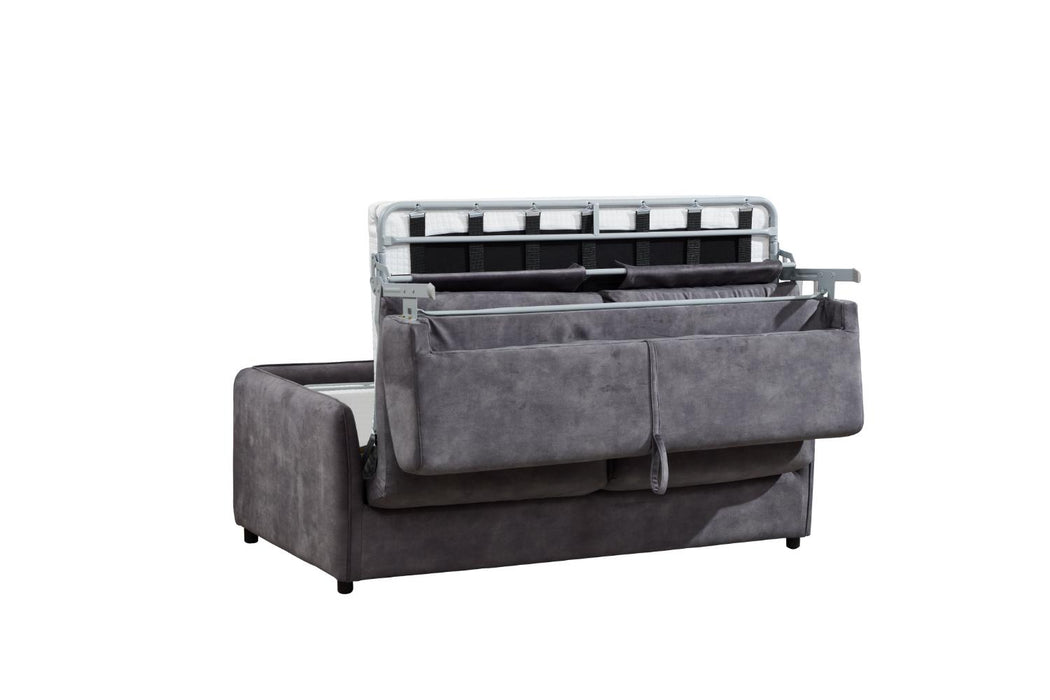 Eton Velour Fabric Pull Out Sofa Bed With Mattress, Grey Velour