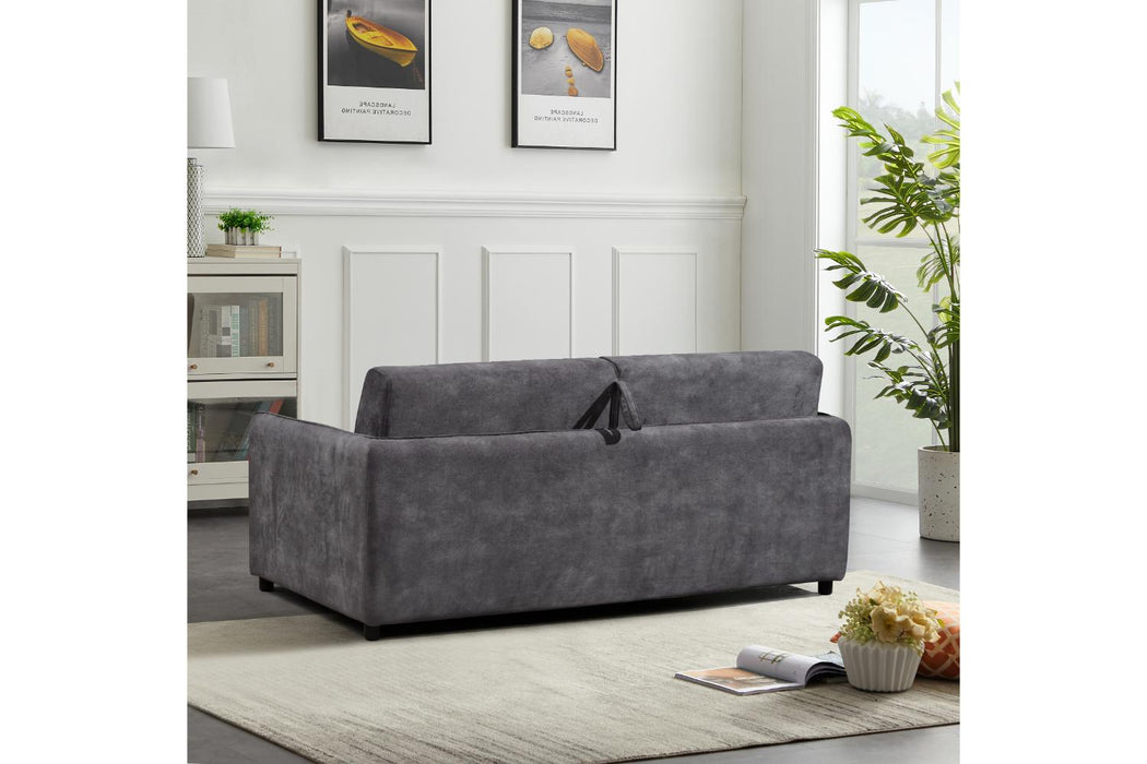 Eton Velour Fabric Pull Out Sofa Bed With Mattress, Grey Velour