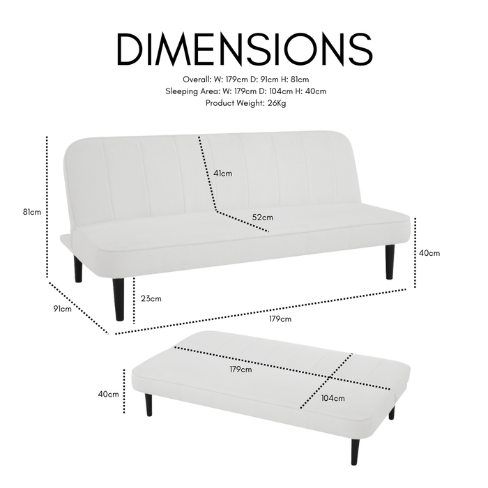 Alex Sofa Bed, Grey Boucle