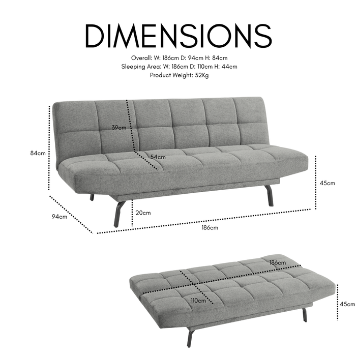 Chapelle Sofa Bed, Dark Grey Linen