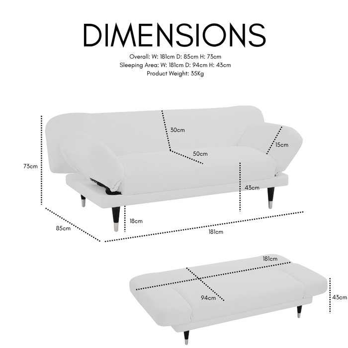 Miley Sofa Bed, Black Velvet