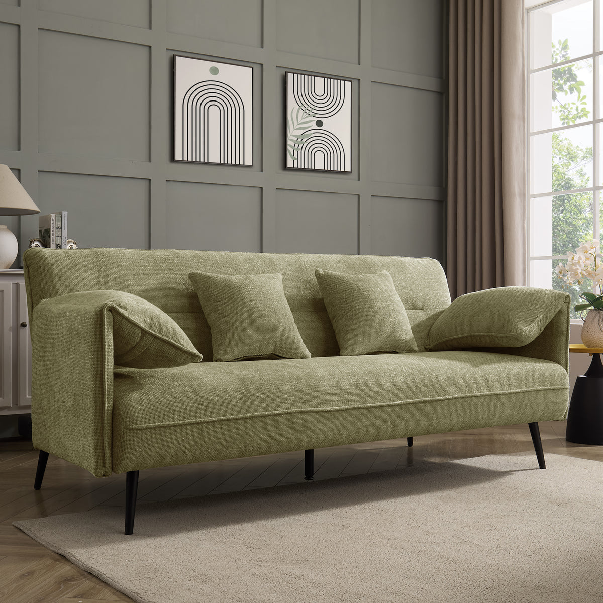 Frederick Sofa Bed, Sage Green Chenille