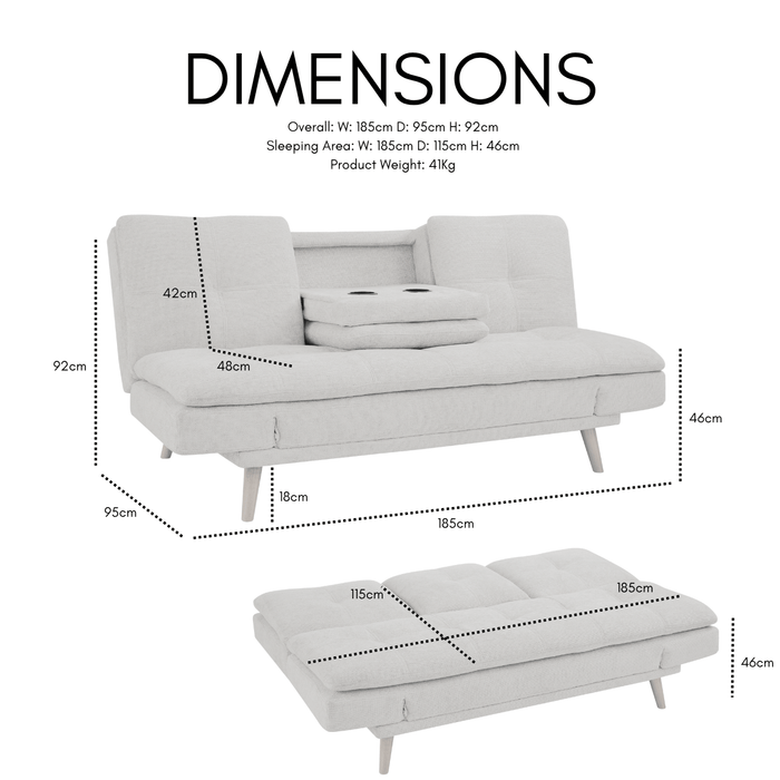 Roman Sofa Bed, Grey Chenille