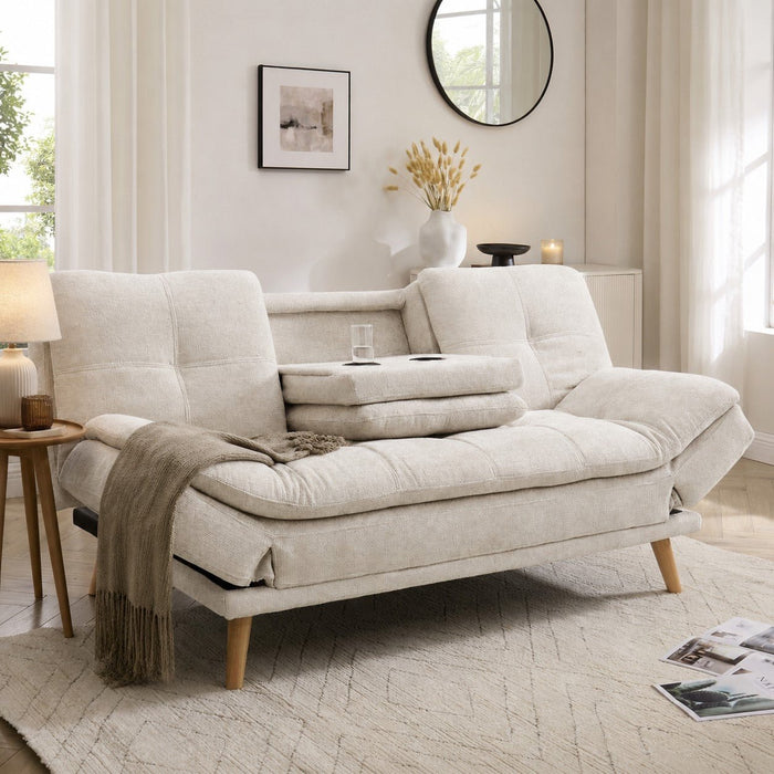 Roman Sofa Bed, Beige Chenille